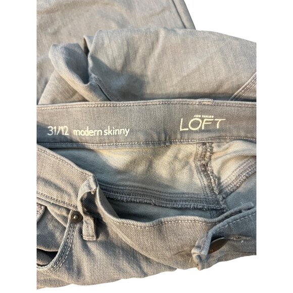 Loft Modern Skinny Light Gray Denim Jeans 31/12 Womens 5 Pocket Belt Loops - Picture 4 of 4